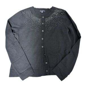 GAP RetroGlam Business Casual Black w/Sequins Button Up Cardigan SZ XL